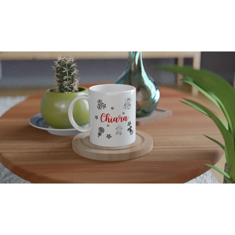Tazza di Natale personalizzata con cucchiaio: tazza in ceramica con iniziale e nome - Italia