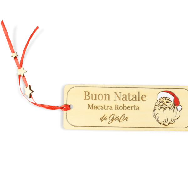 Segnalibro in legno-Regalo maestre Natale