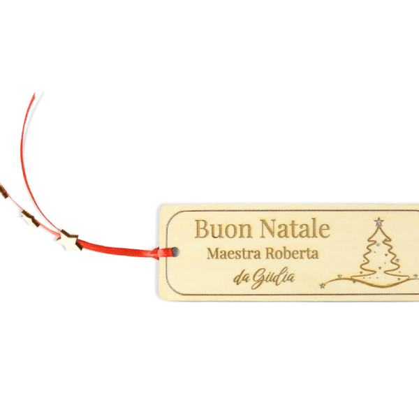 Segnalibro in legno-Regalo maestre Natale