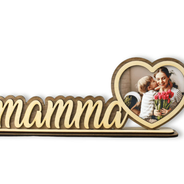 Cornice portafoto in legno con scritta mamma personalizzabile con propria foto - idea regalo Festa della Mamma