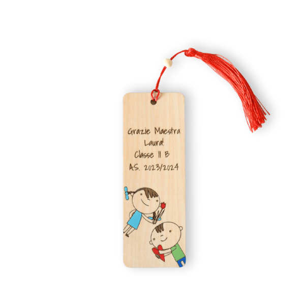 Segnalibro in legno regalo maestra personalizzabile con nome e dedica