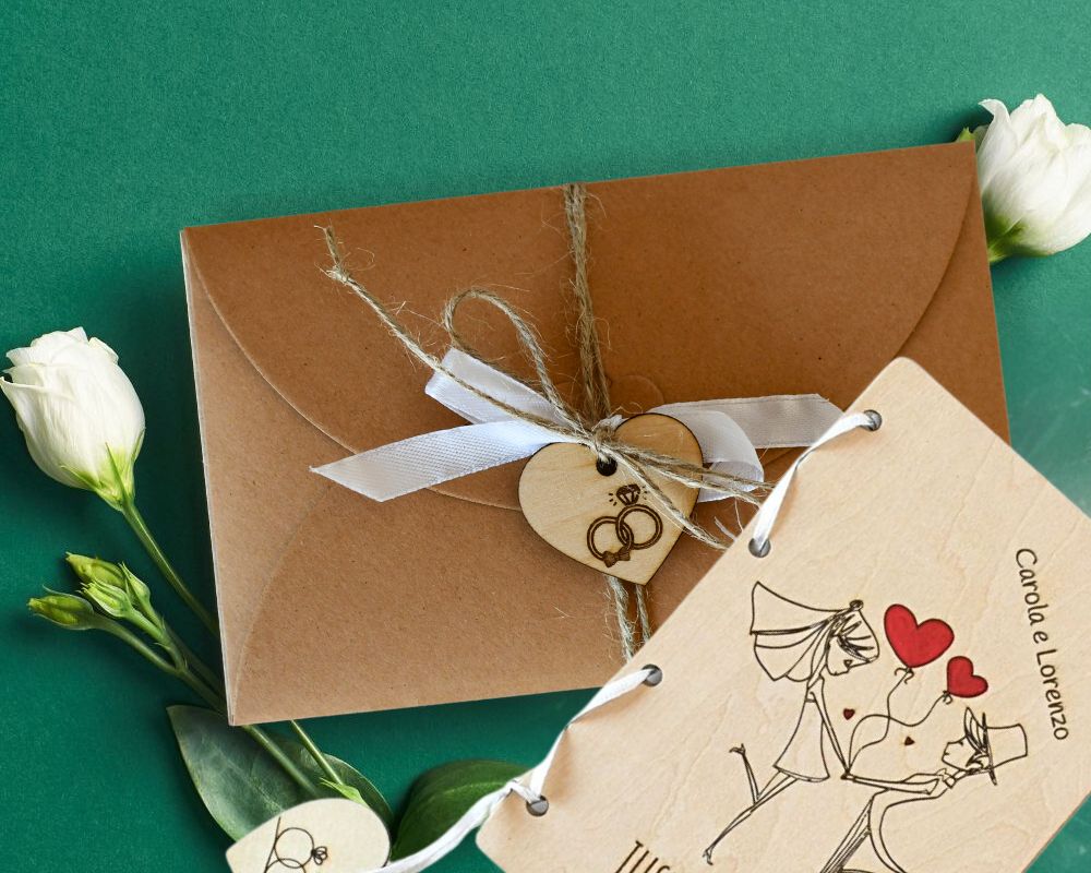 Biglietto Di Auguri Per Matrimonio Con Bustina Regalo Soldi - Design Cuore Di Eucalipto 15,5 Cm - Con Busta, Spago E Adesivi