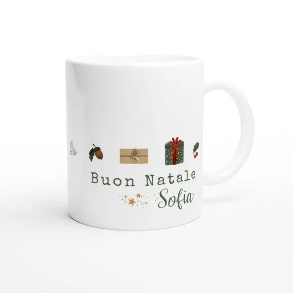 Colorfamily Coppia di tazze Natale Tazza Natalizia PERSONALIZZABILE con nome Buon Natale Christmas Mug 11 Oz Idea Regalo