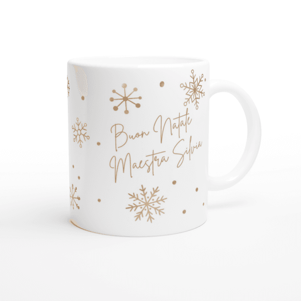 Tazza Personalizzata con Nome e Decori Natalizi, Idea Regalo Natale per Maestre