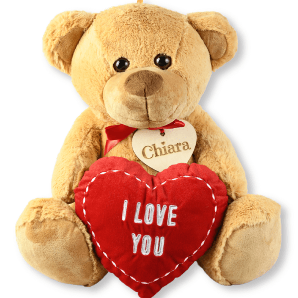 Orsacchiotto di Peluche con scritta I Love You, Personalizzabile con Nome e Dedica