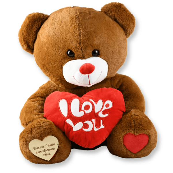 Peluche Personalizzato con Cuore, Nome e Dedica – Idea Regalo per San Valentino