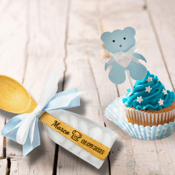 Cucchiaino Personalizzato per Bomboniera, Inciso con Nome e Data, Segnaposto per Battesimo