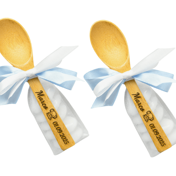 Cucchiaino Personalizzato per Bomboniera, Inciso con Nome e Data, Segnaposto per Battesimo